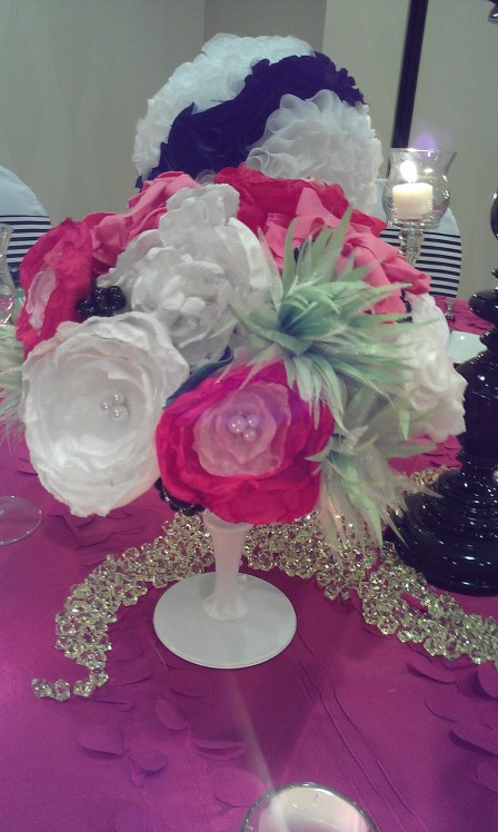 Fabric Flower Wedding Centerpiece by Ruffles and Roses