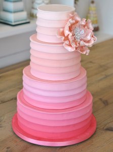 Indianapolis wedding planners pink ombre cake with flower